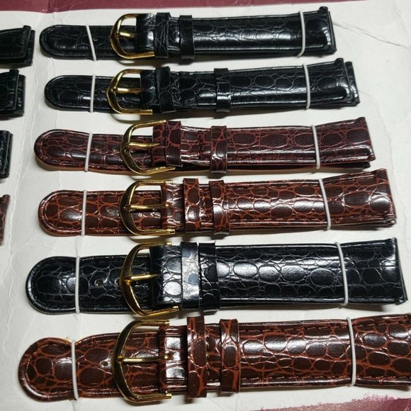 Lot of 12 Genuine Leather Finest Extra Long Bands Brown, Black Texture - Picture 3 of 6